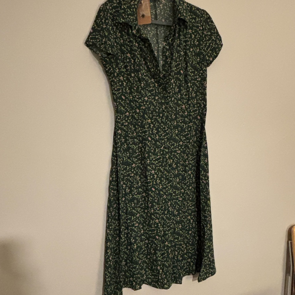 RIHOAS Dark Green Floral Midi Dress new with tags